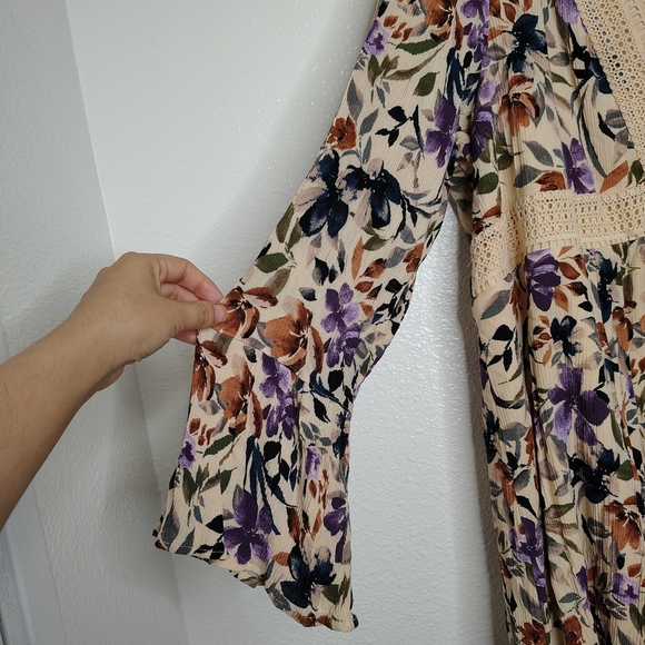 Torrid Mini Gauze Lace-Up Skater Dress Floral Print Circular Flounce Sleeves 3x - Picture 7 of 15